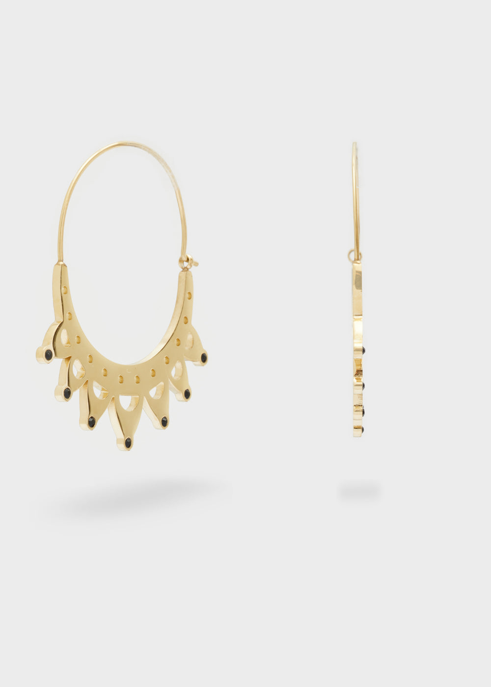 Nalí 14KT GOLD PLAT. S.STEEL OVAL POINT EARRINGS