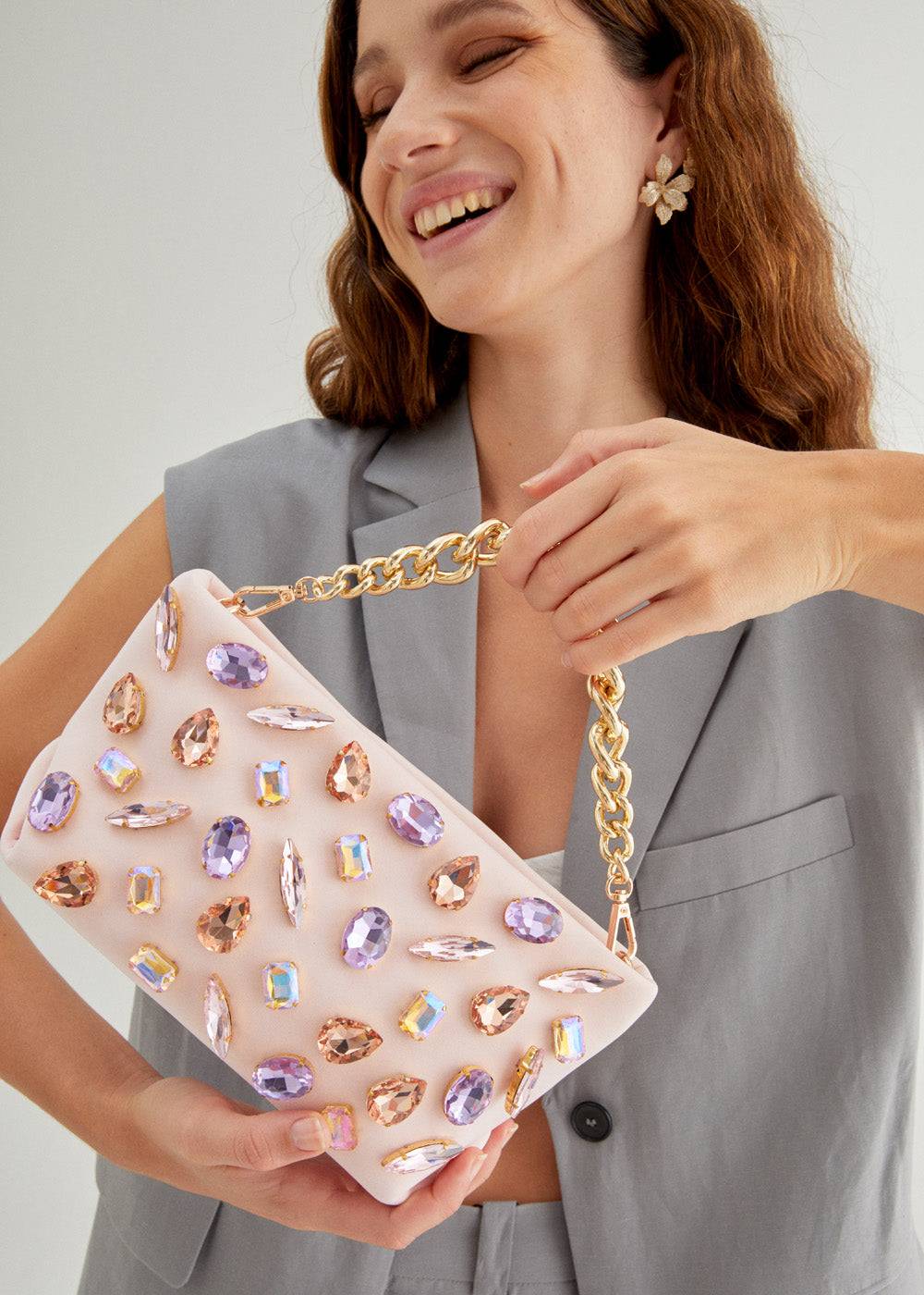 Nalí ANGIE BAG IN NEOPRENE W/ STONES + COLORS