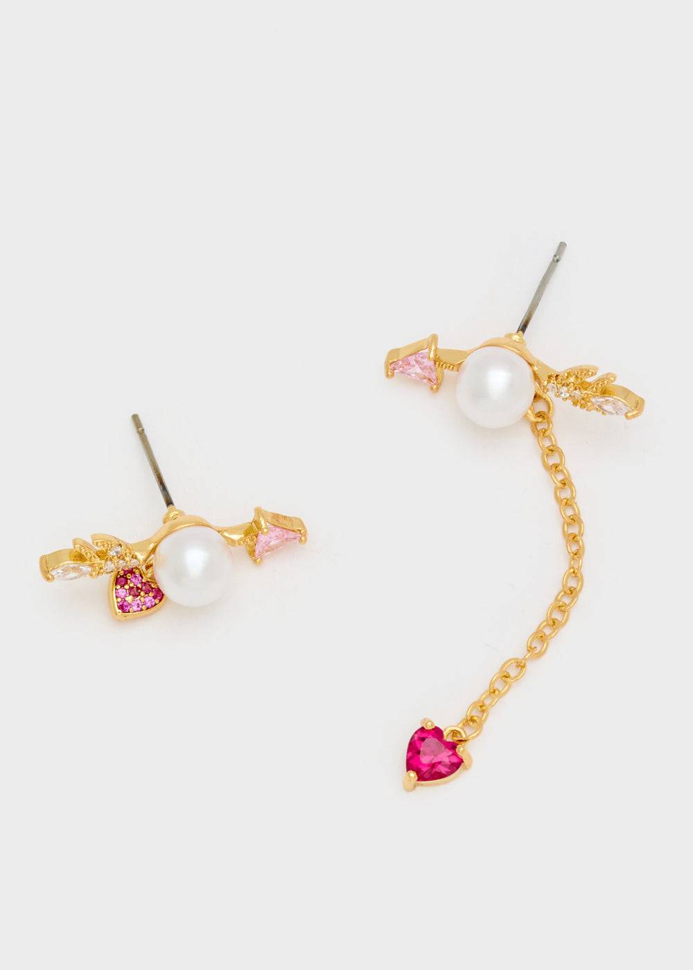 Nalí ARROW EARRINGS W/ ZIRCONS AND PEARL