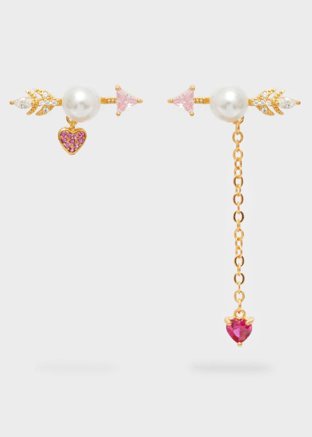 Nalí ARROW EARRINGS W/ ZIRCONS AND PEARL