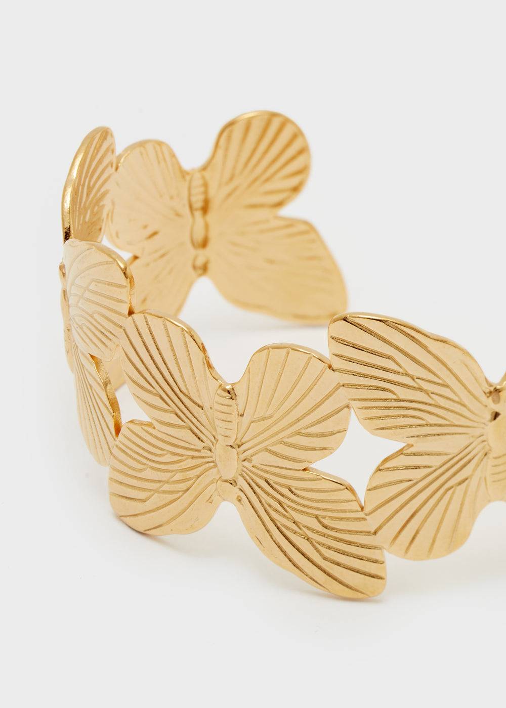 Nalí BANGLE BRACELET W/ BUTTERFLIES S.STEEL GOLD