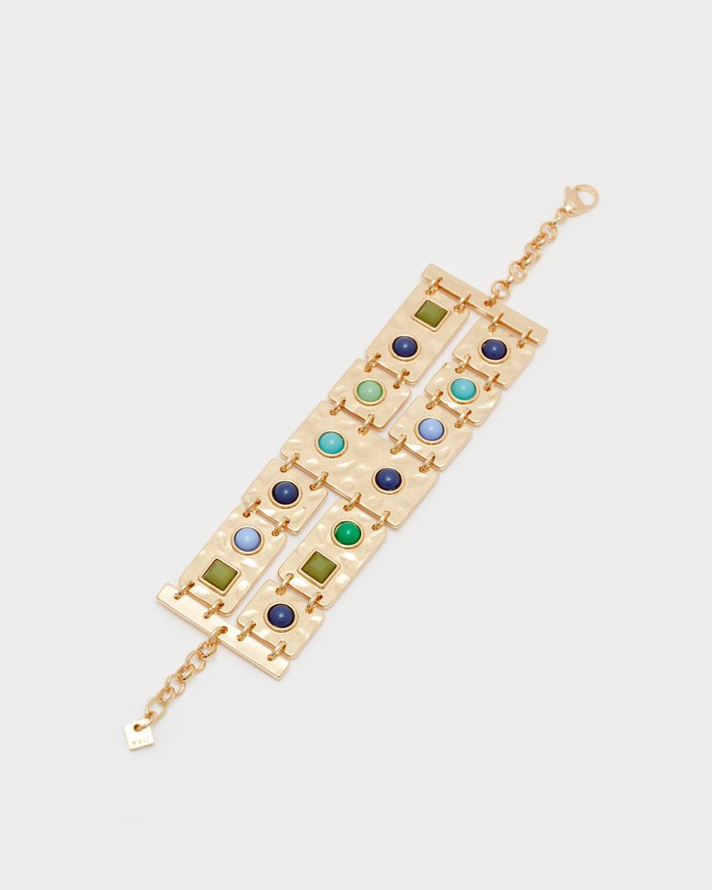 Nalí BANGLE BRACELET W/ GREEN AND BLUE STONES
