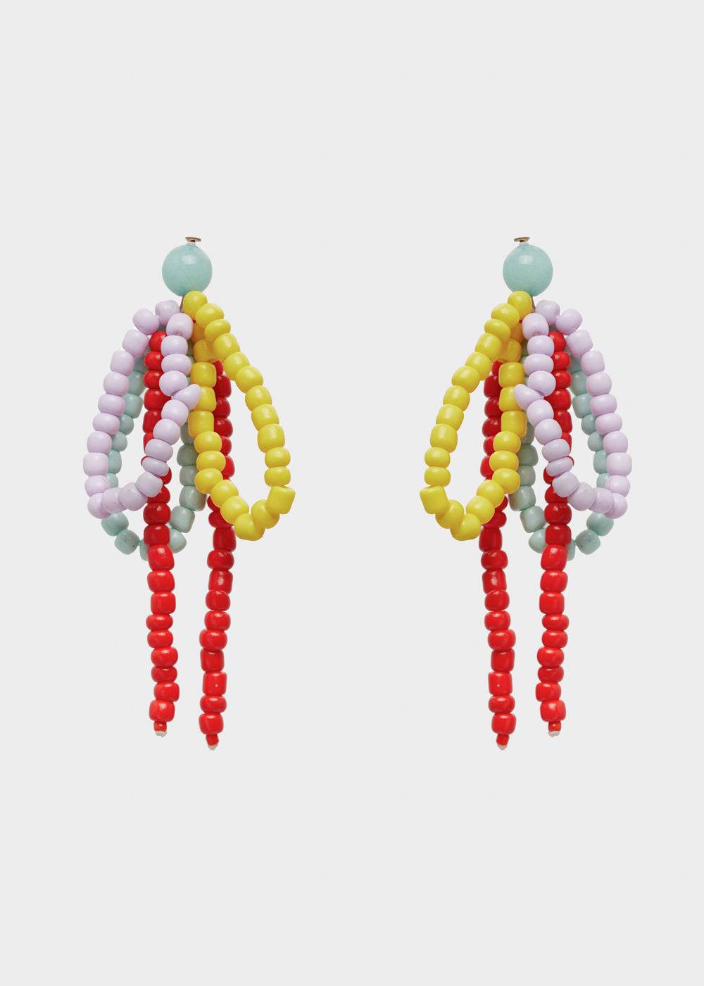 Nalí BETTA BOW EARRINGS W/ MULTICOLOR BEADS