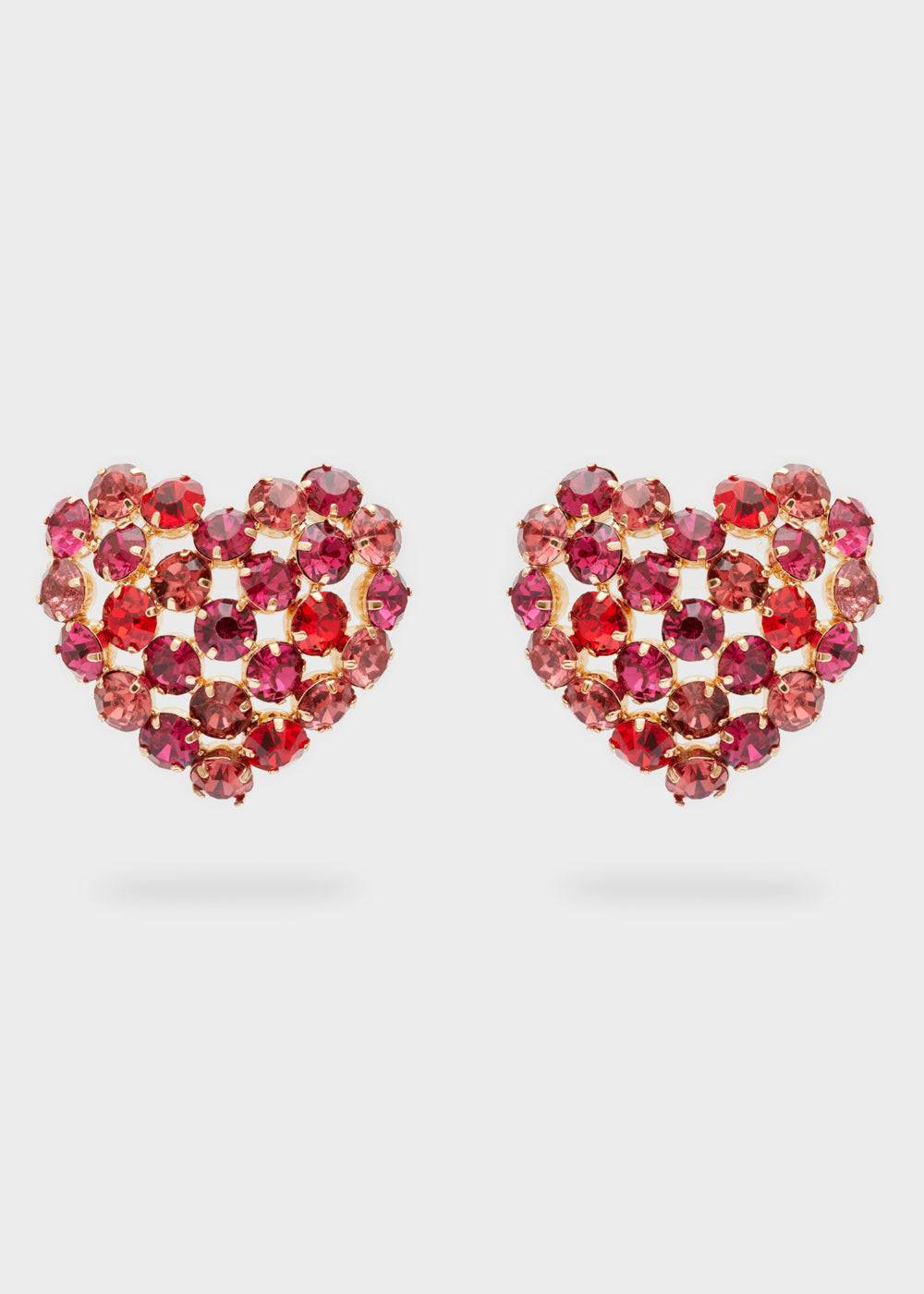 Nalí BIG HEART EARRINGS W/ PINK+RED STONES