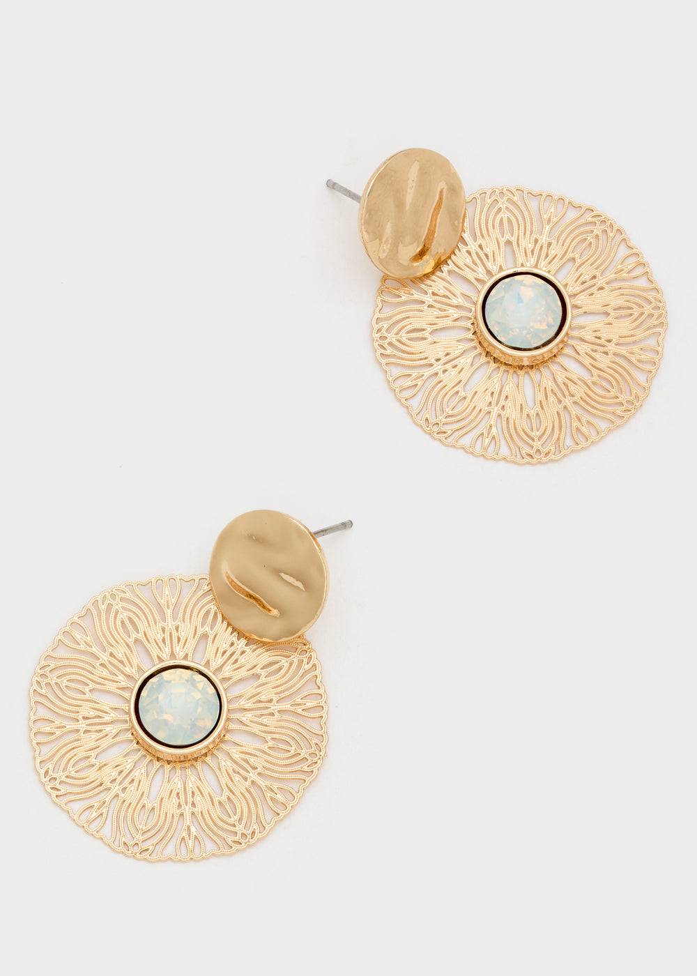 Nalí BLAKE ROUND EARRINGS W/ STONE + COLORS
