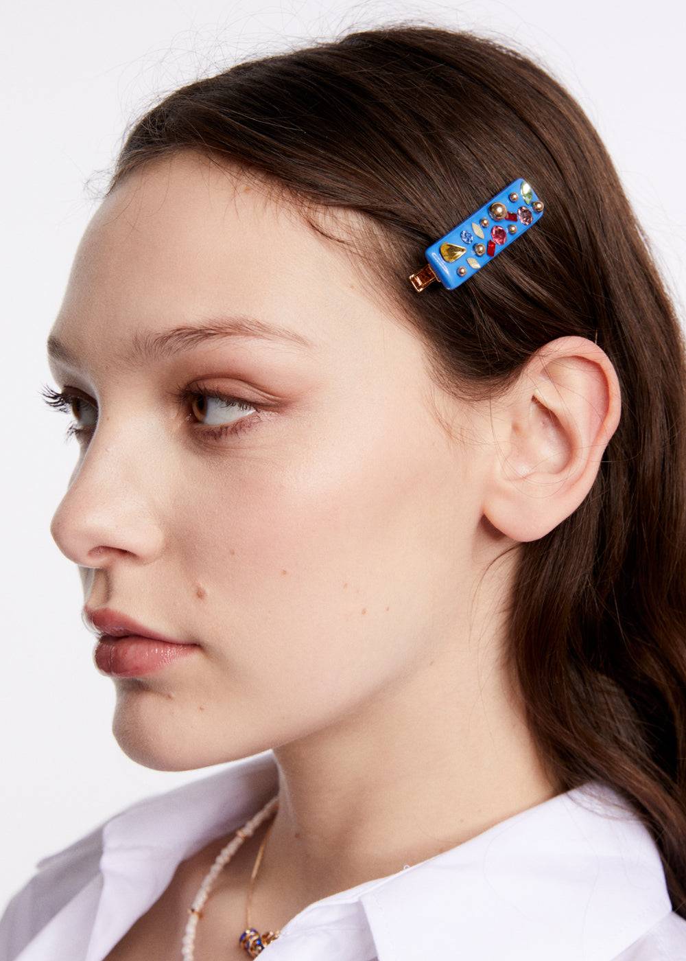 Nalí BLUE RESIN HAIR BARRETTE W/ STONES