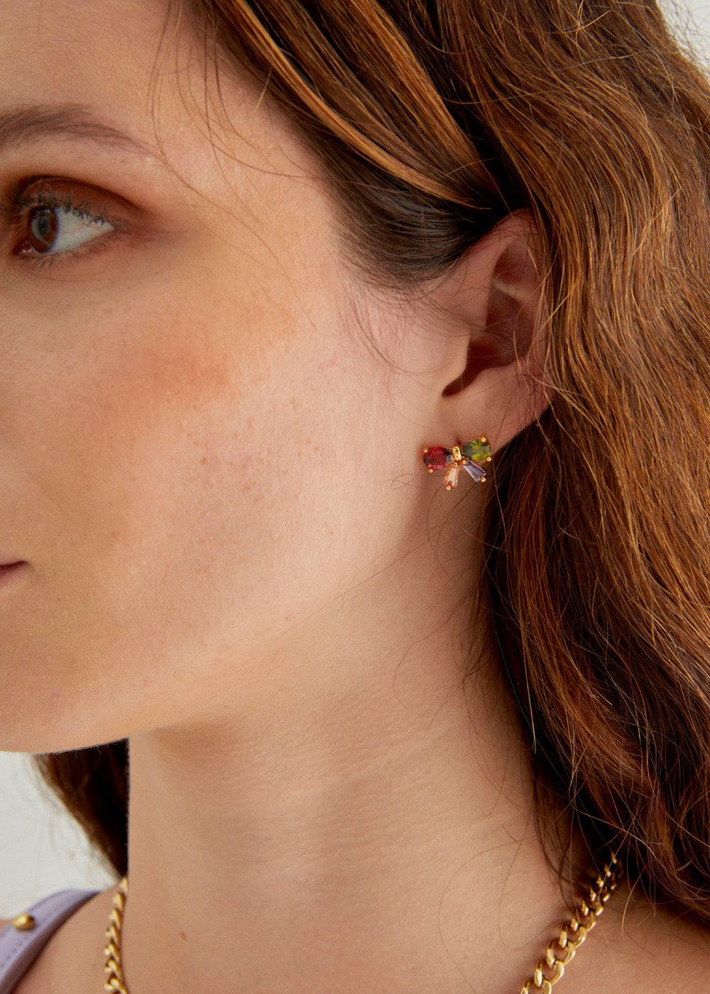 Nalí BOW LOBE EARRINGS ZIRCONS + COLORS