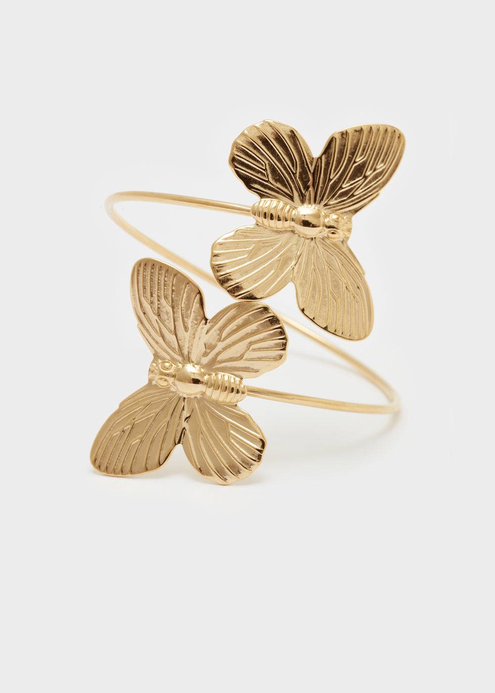 Nalí BRACELET W/ BUTTERFLIES S.STEEL GOLD