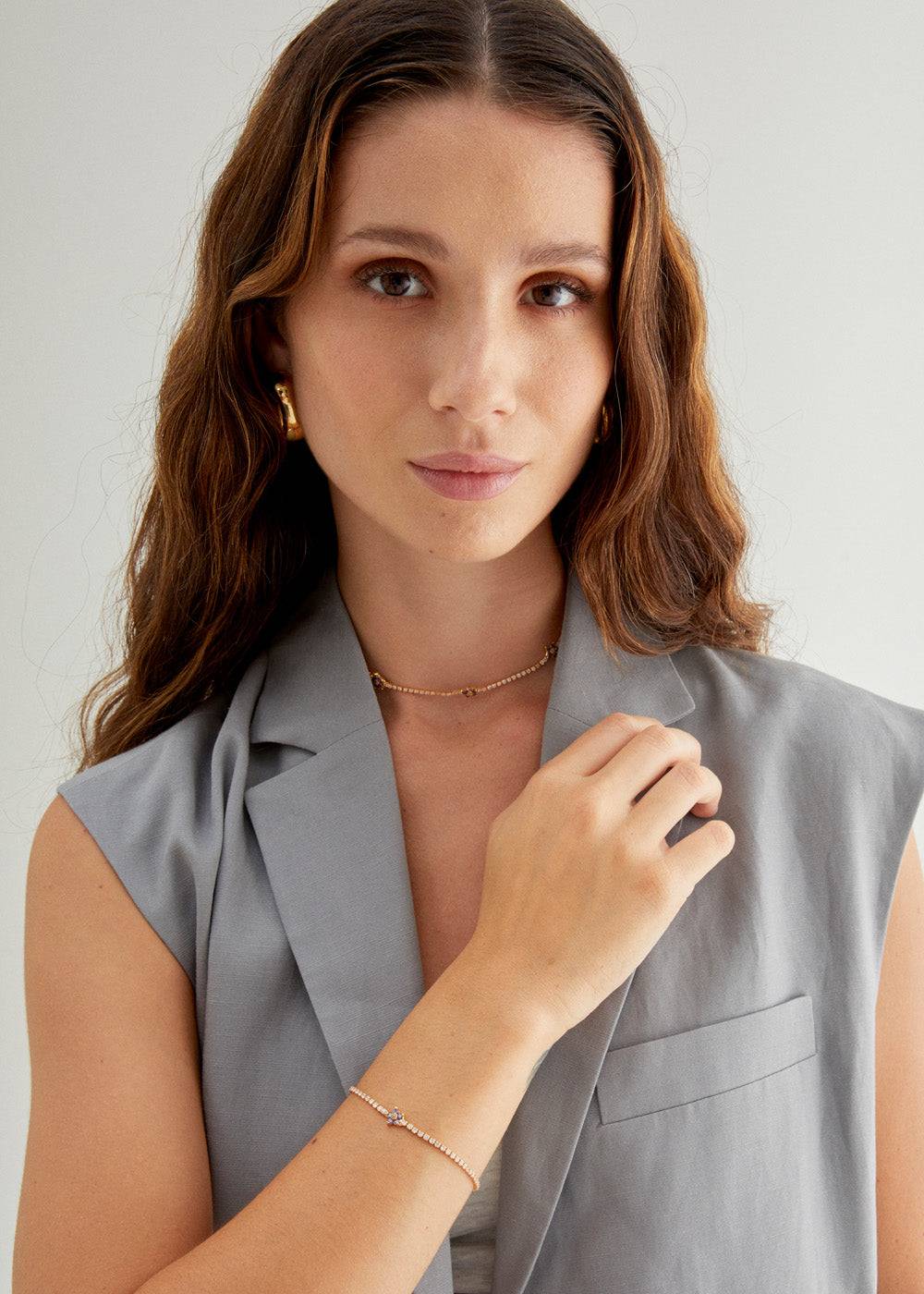 Nalí BRACELET W/ LILIAC ZIRCON FLOWERS