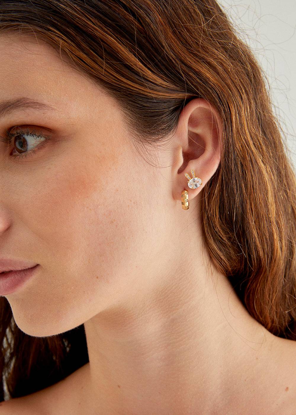 Nalí BUNNY EARRINGS W/ CLEAR ZIRCONS
