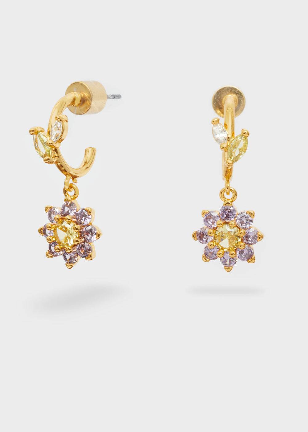 Nalí CELIA HOOP EARRINGS W/ FLOWER + COLORS