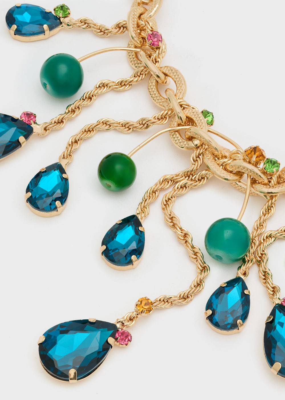 Nalí CHAIN NECKLACE W/ BLUE STONE PENDANTS