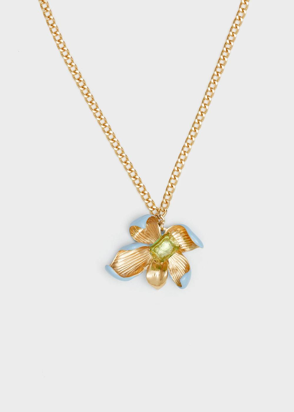 Nalí CHAIN NECKLACE W/ L.BLUE ENAMEL FLOWER