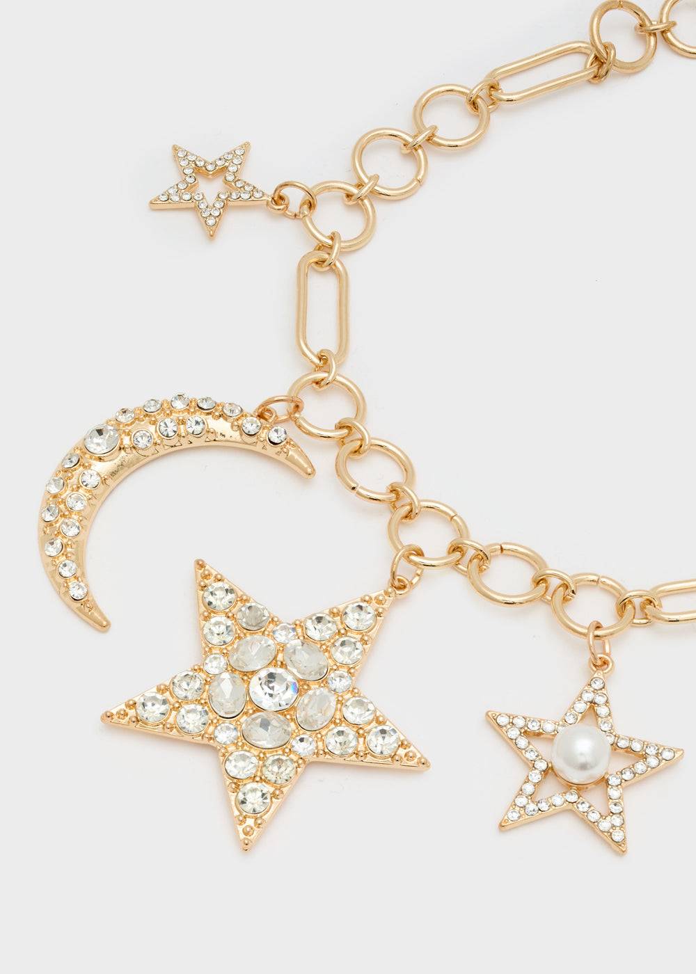 Nalí CHAIN NECKLACE W/ STAR AND MOON IN GOLD