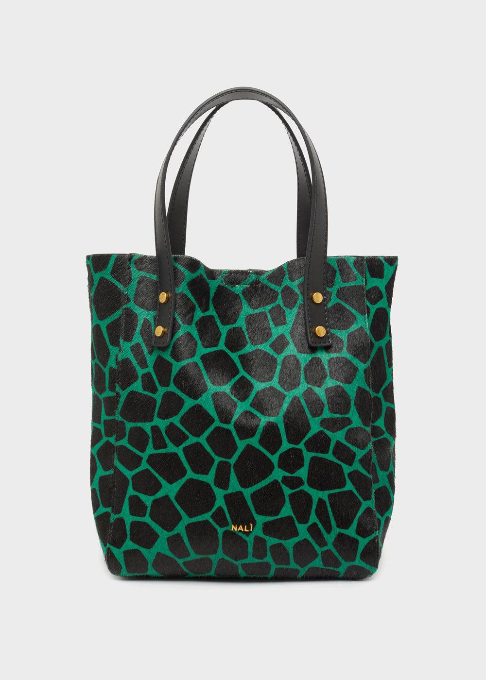 Nalí CHANTAL BAG IN REAL LEATHER GREEN GIRAFFE