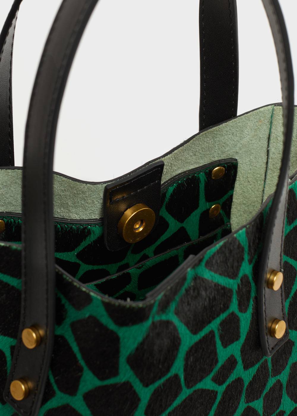 Nalí CHANTAL BAG IN REAL LEATHER GREEN GIRAFFE