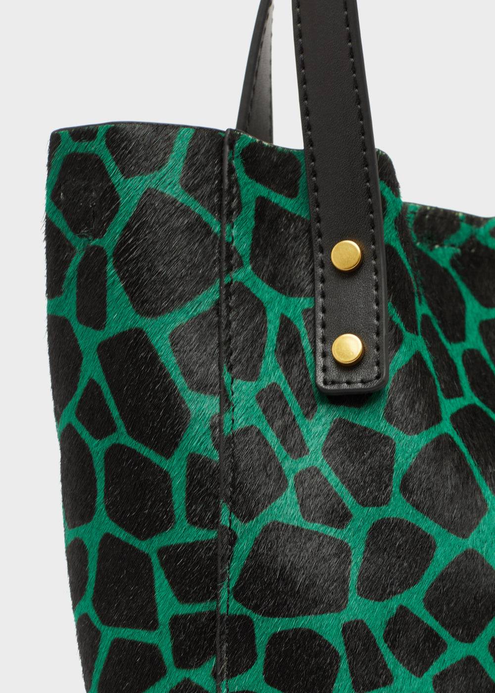 Nalí CHANTAL BAG IN REAL LEATHER GREEN GIRAFFE