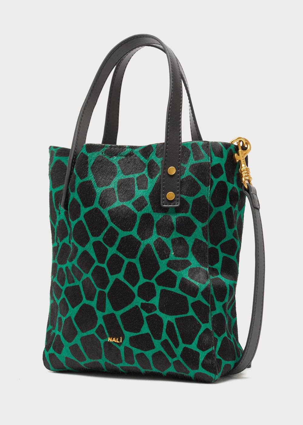 Nalí CHANTAL BAG IN REAL LEATHER GREEN GIRAFFE