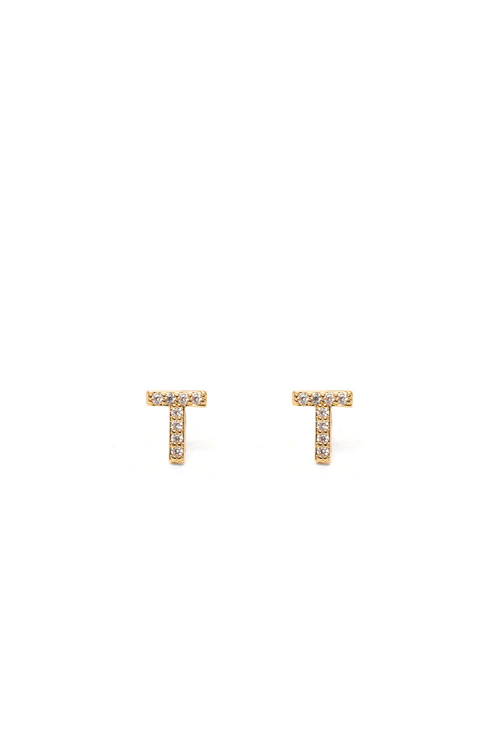 Nalí CRYSTAL STUD EARRINGS LETTER GOLD + LETTERS