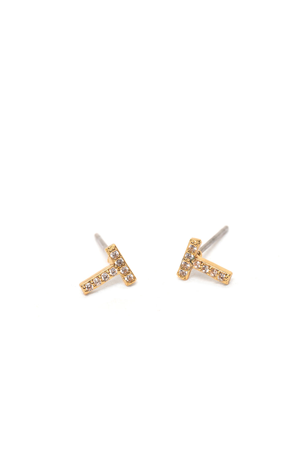 Nalí CRYSTAL STUD EARRINGS LETTER GOLD + LETTERS