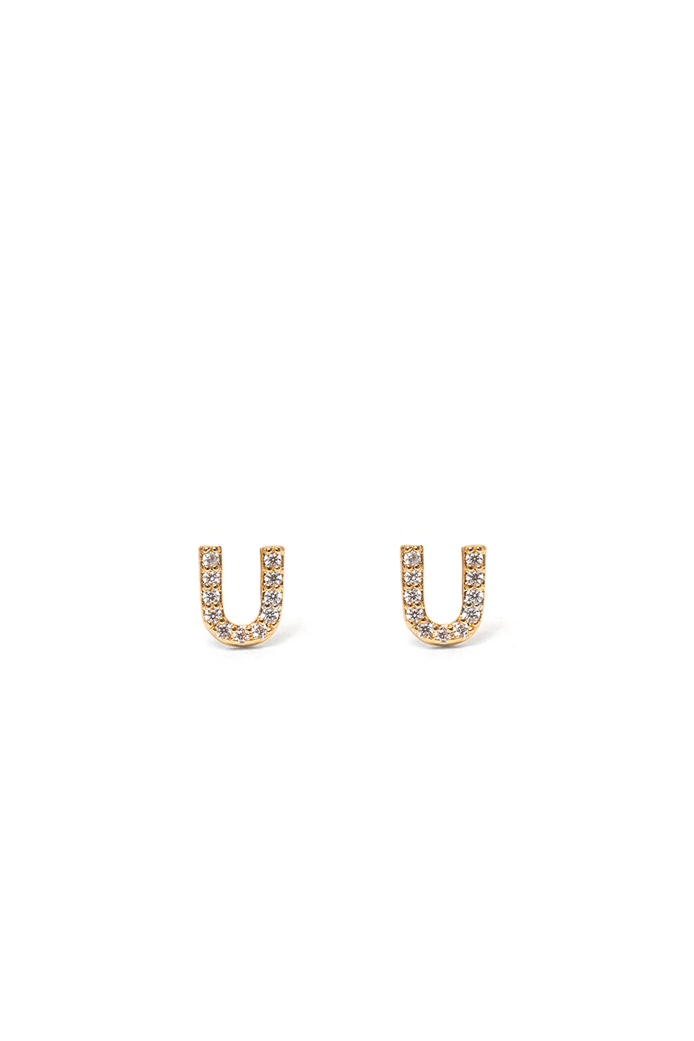 Nalí CRYSTAL STUD EARRINGS LETTER GOLD + LETTERS