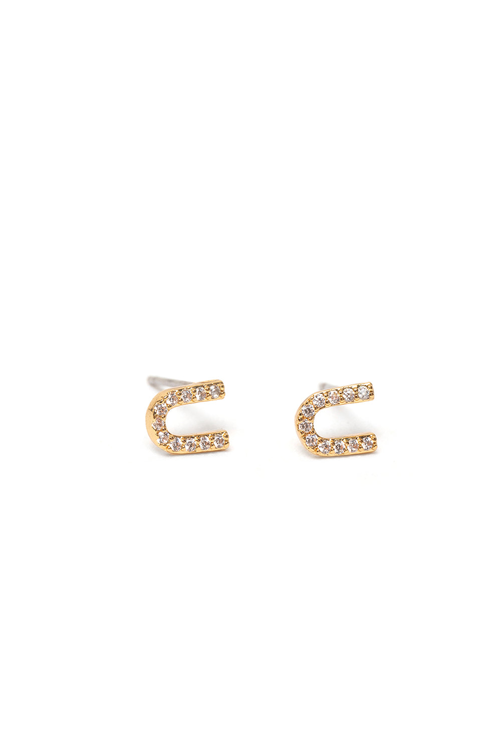 Nalí CRYSTAL STUD EARRINGS LETTER GOLD + LETTERS
