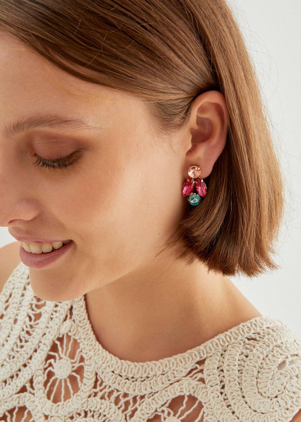 Nalí CYNTHIA LOBE EARRINGS W/ STONES + COLORS