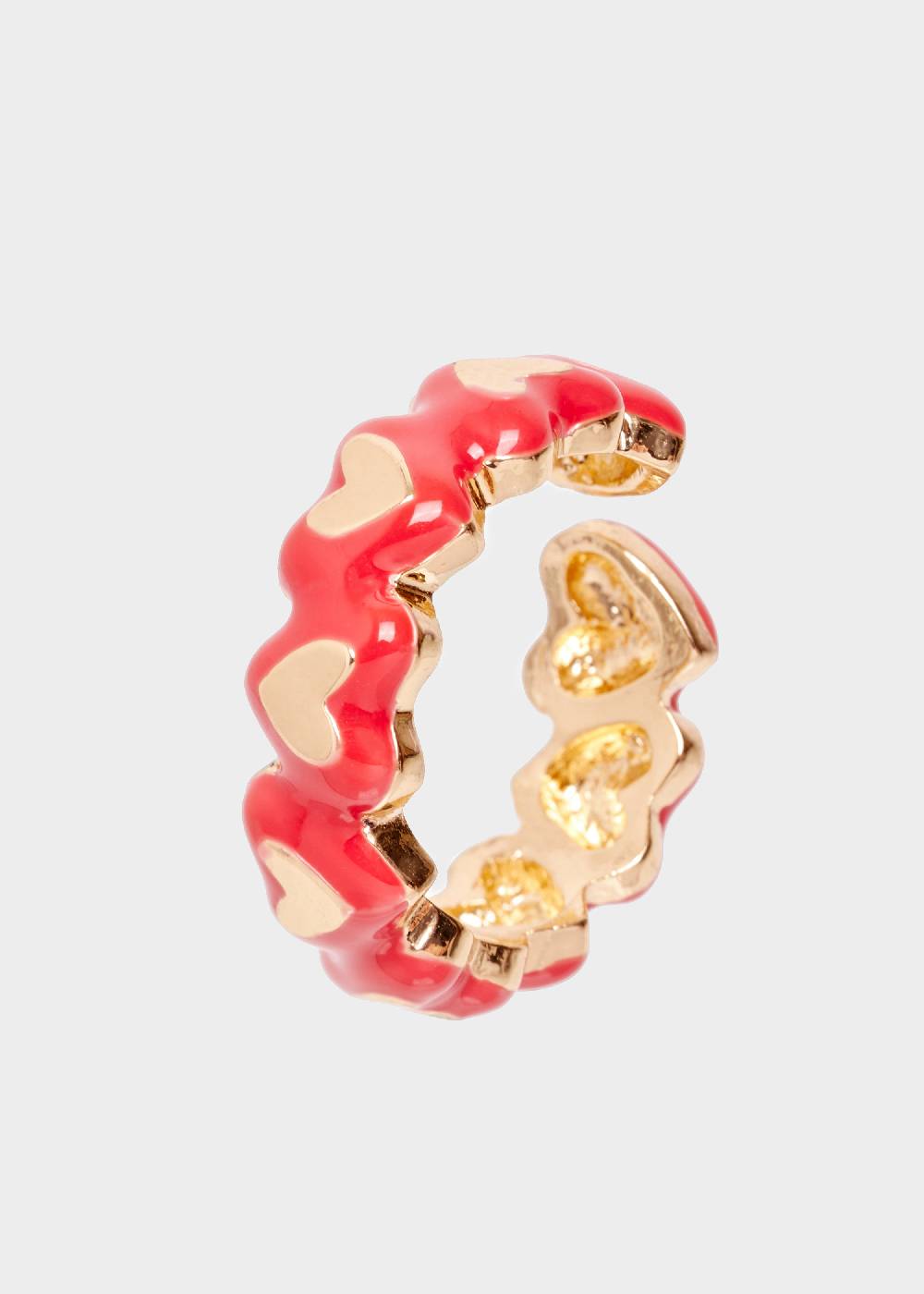 Nalí DELFI ENAMEL HEART RING IN RED