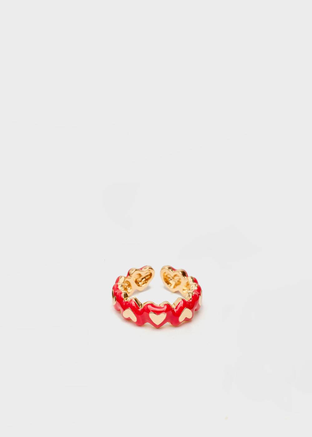 Nalí DELFI ENAMEL HEART RING IN RED