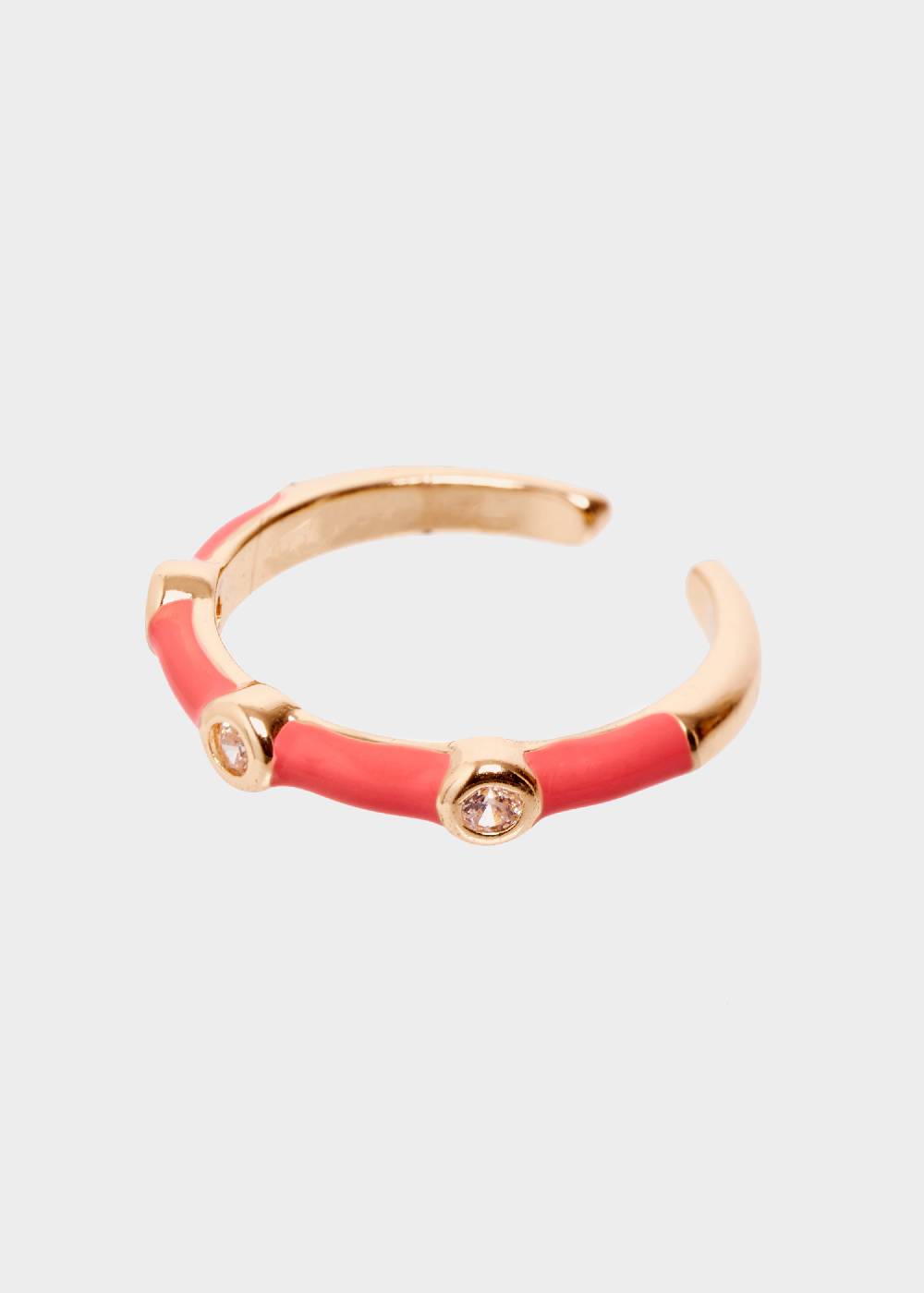 Nalí DEVON ENAMEL RING CORAL WITH ZIRCONS