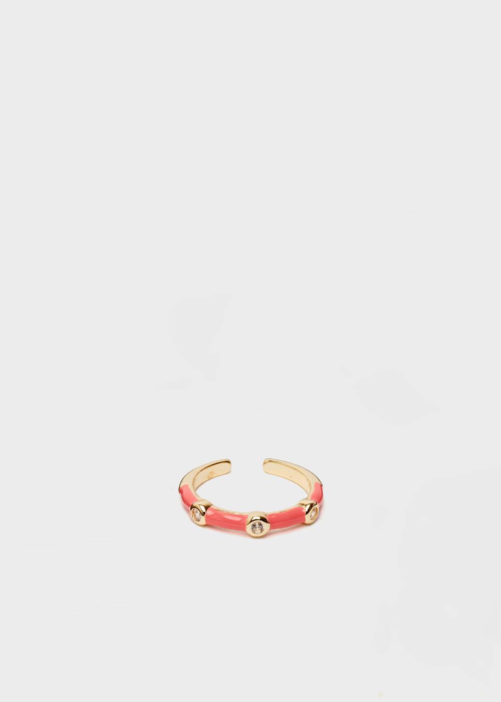 Nalí DEVON ENAMEL RING CORAL WITH ZIRCONS