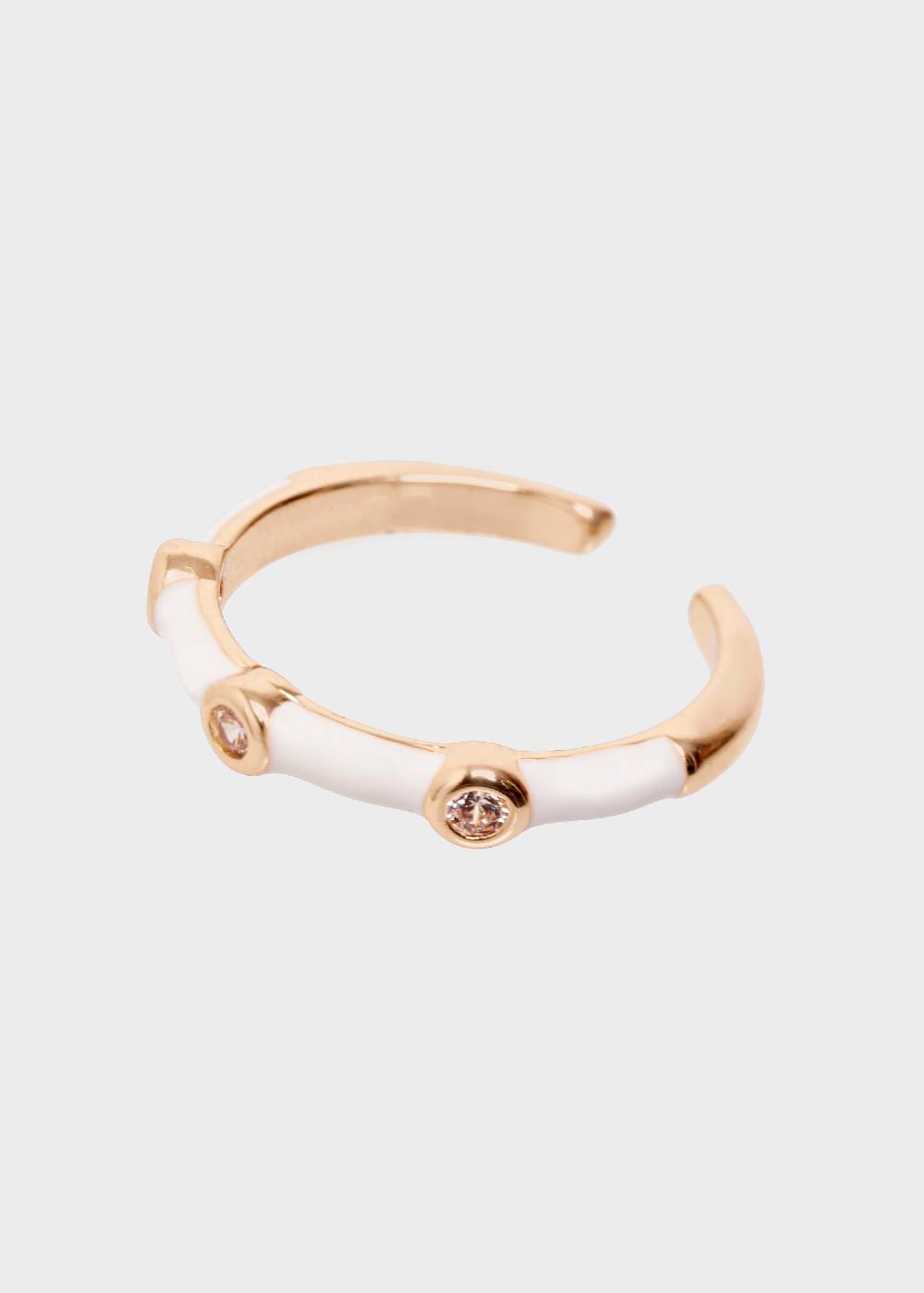 Nalí DEVON ENAMEL RING WHITE WITH ZIRCONS