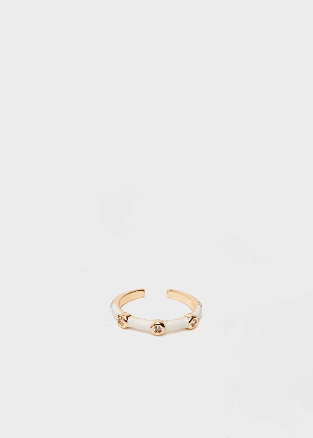 Nalí DEVON ENAMEL RING WHITE WITH ZIRCONS