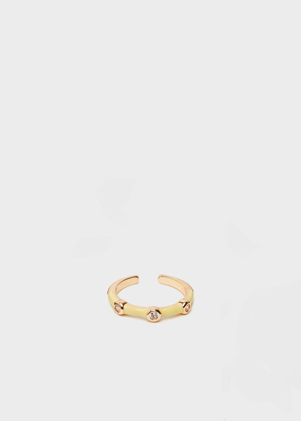 Nalí DEVON ENAMEL RING YELLOW WITH ZIRCONS