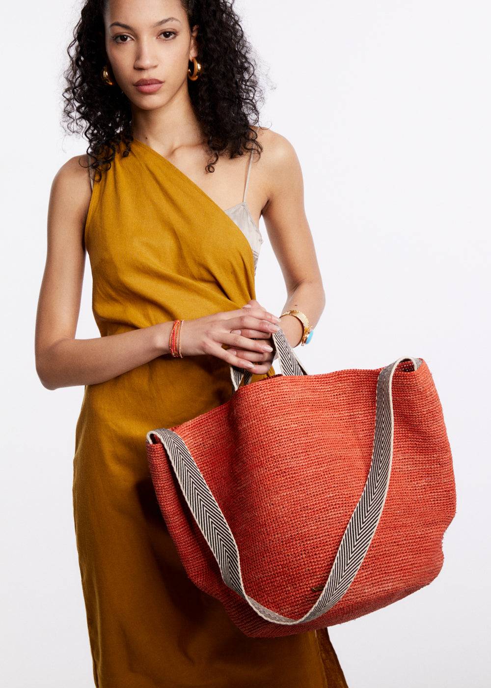 Nalí DEVON SHOPPER BAG IN RAFFIA + COLORS