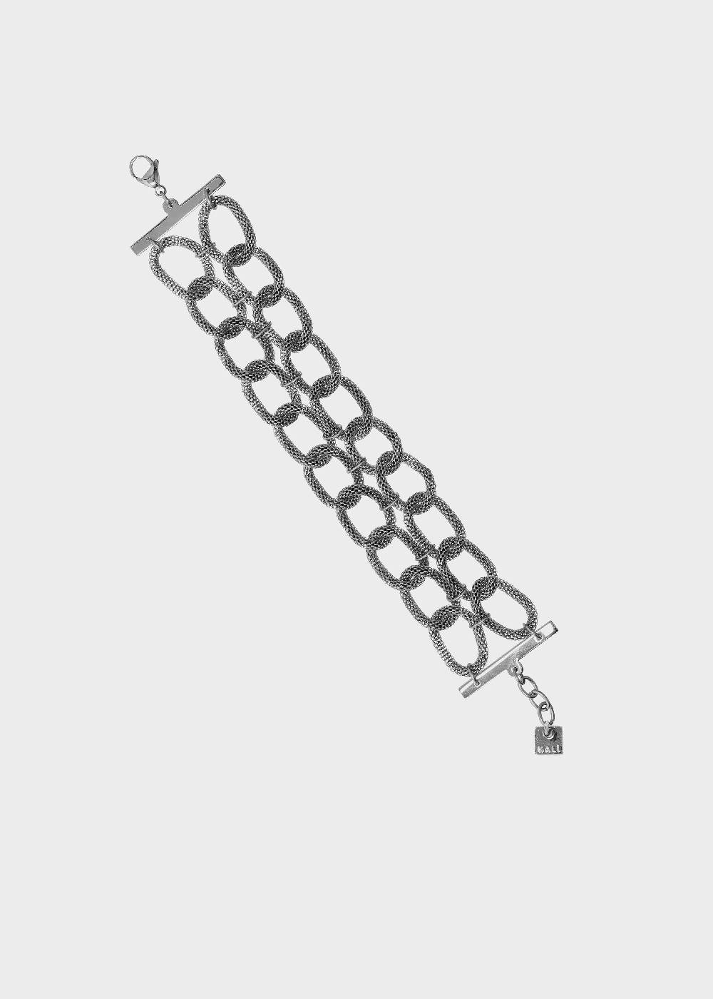 Nalí DIDI STAIN. STEEL DOUBLE CHAIN BRACELET SILVER