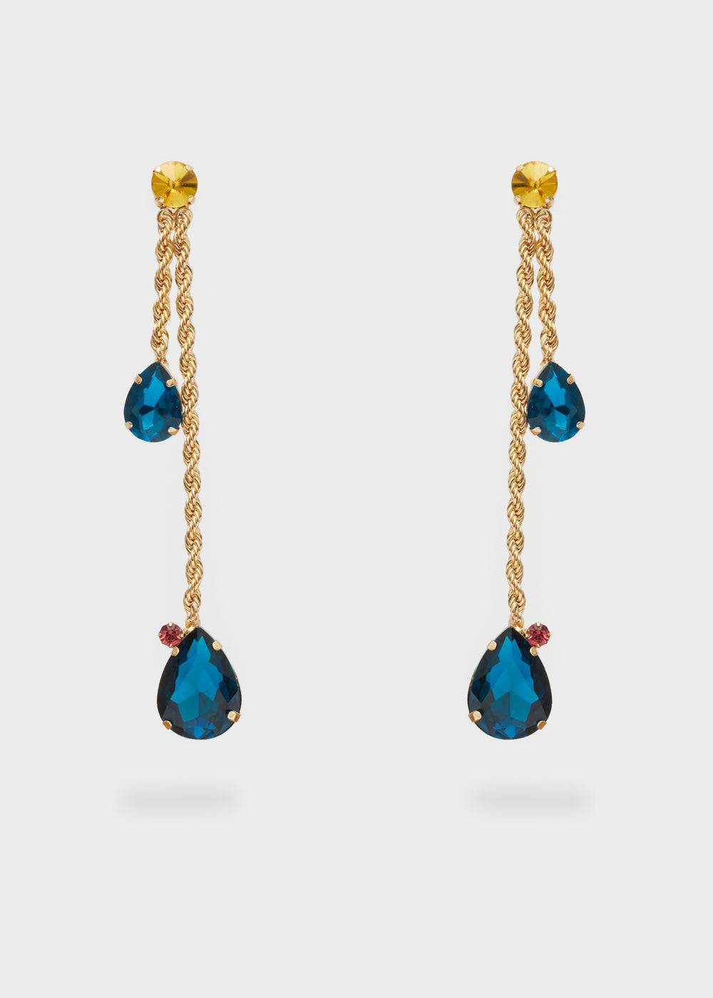 Nalí EARRINGS W/ GOLD PENDANT AND BLUE STONE