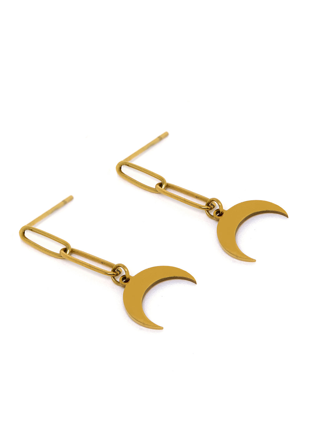 Nalí EARRINGS W/ MOON PENDANT IN STAINLESS STEEL