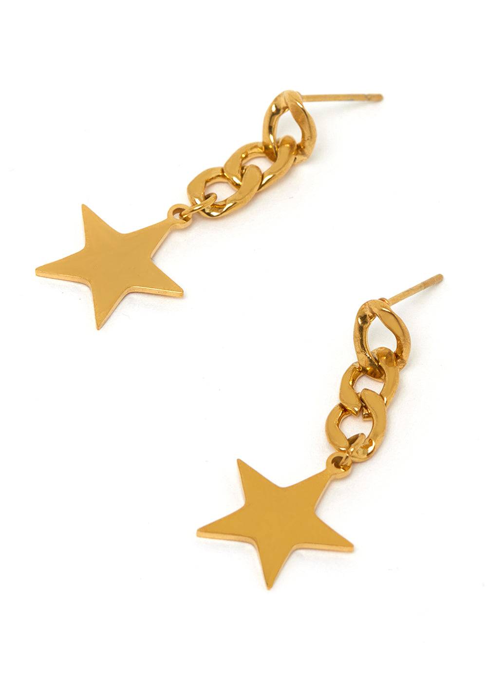Nalí EARRINGS W/ STAR PENDANT IN STAINLESS STEEL