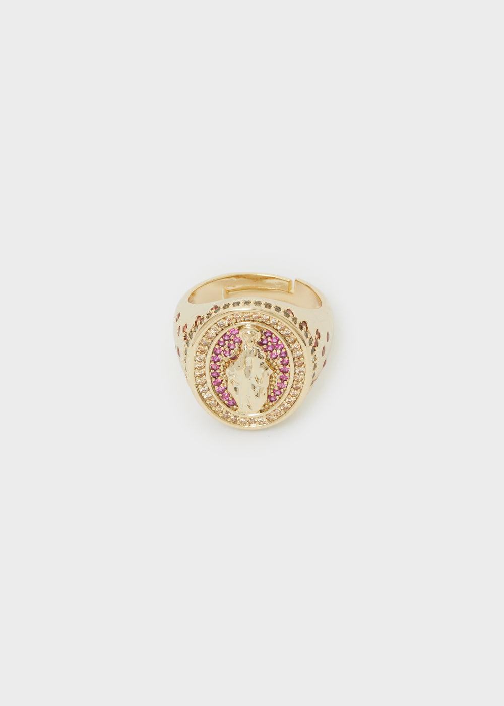 Nalí EFFIGY RING W/ FUSHIA STONES 14KT GOLD PLAT