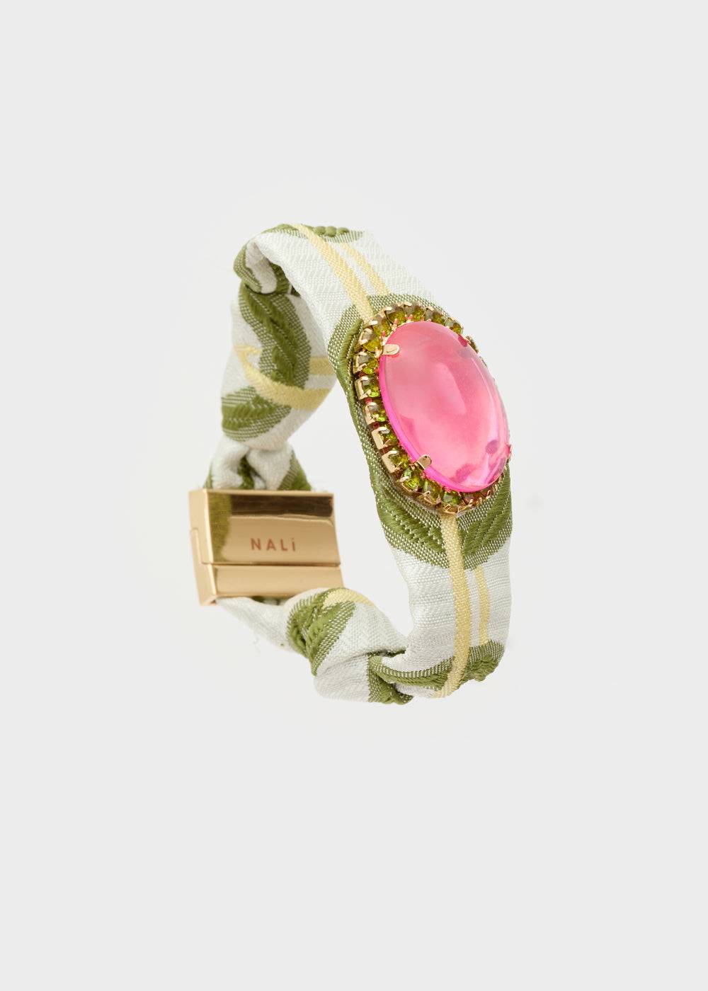 Nalí FABRIC BRACELET W/ OVAL FUCHSIA ELEMENT