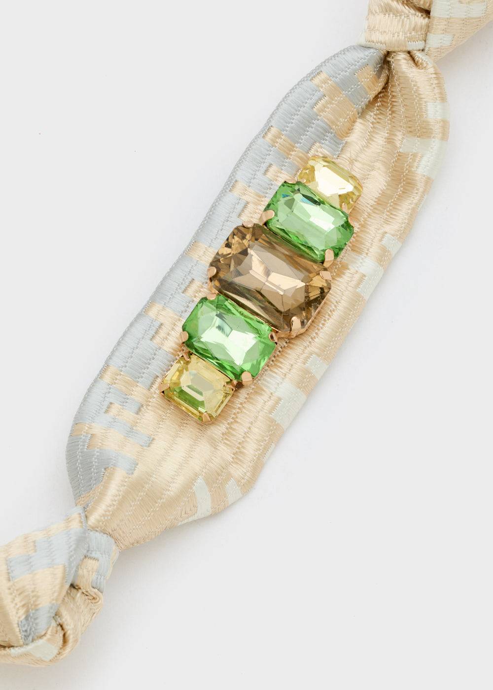 Nalí FABRIC BRACELET WITH GREEN STONES