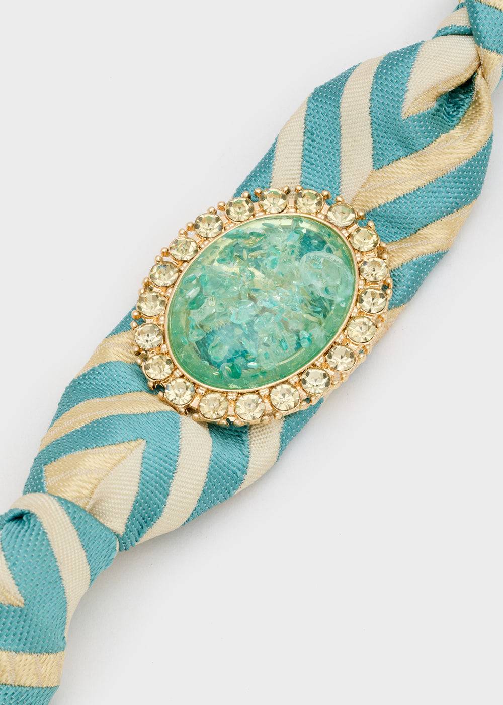 Nalí FABRIC L.BLUE BRACELET W/ OVAL STONE