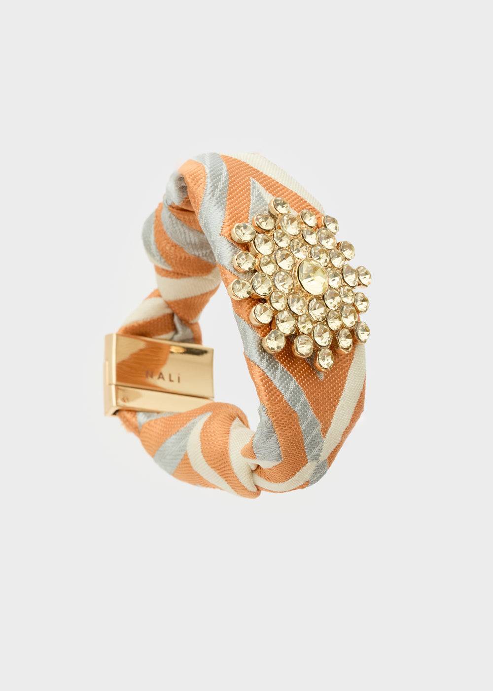 Nalí FABRIC ORANGE BRACELET W/ STONES