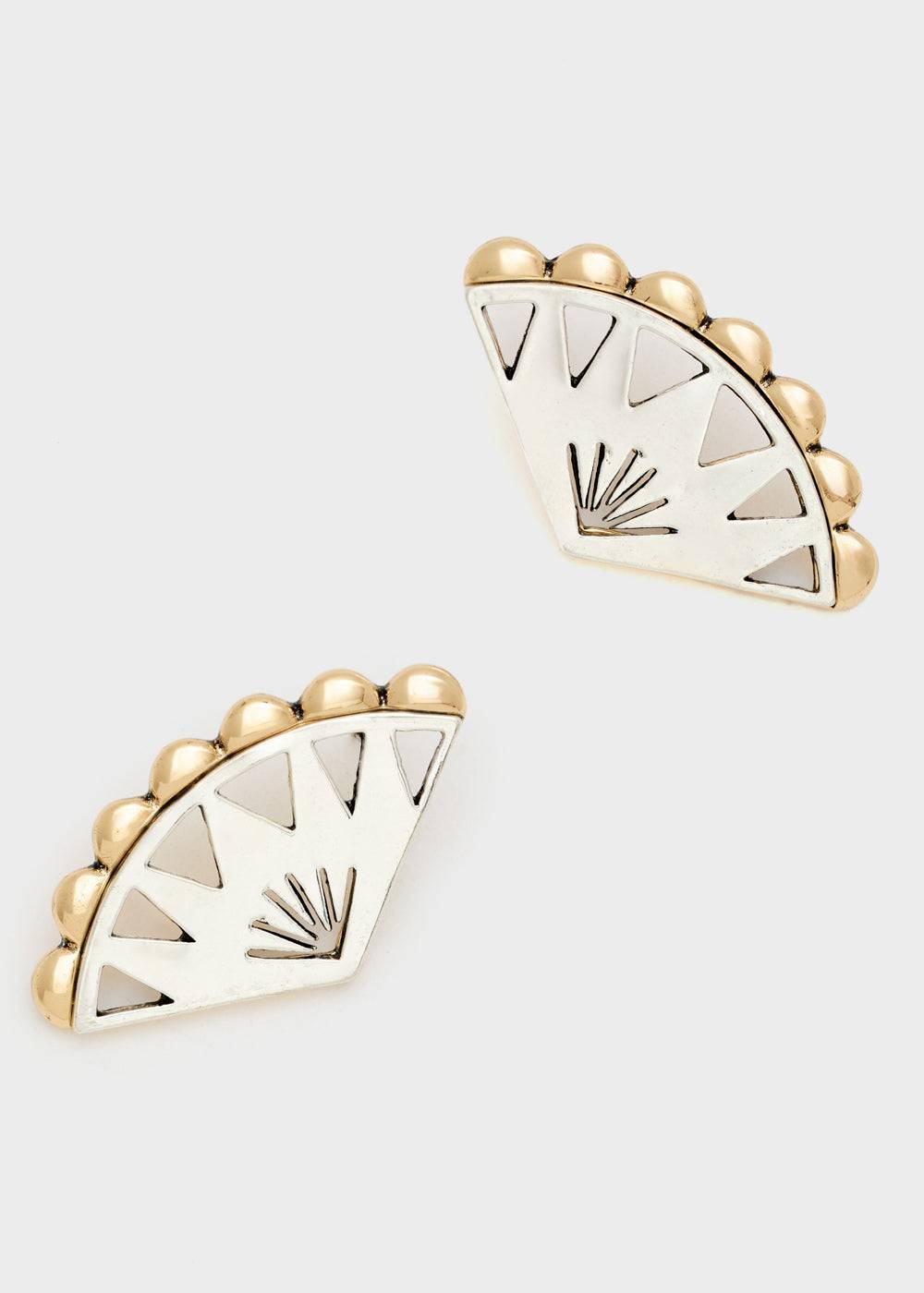 Nalí FAN LOBE EARRINGS IN SILVER+GOLD