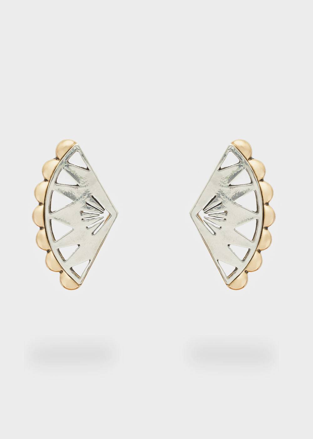 Nalí FAN LOBE EARRINGS IN SILVER+GOLD