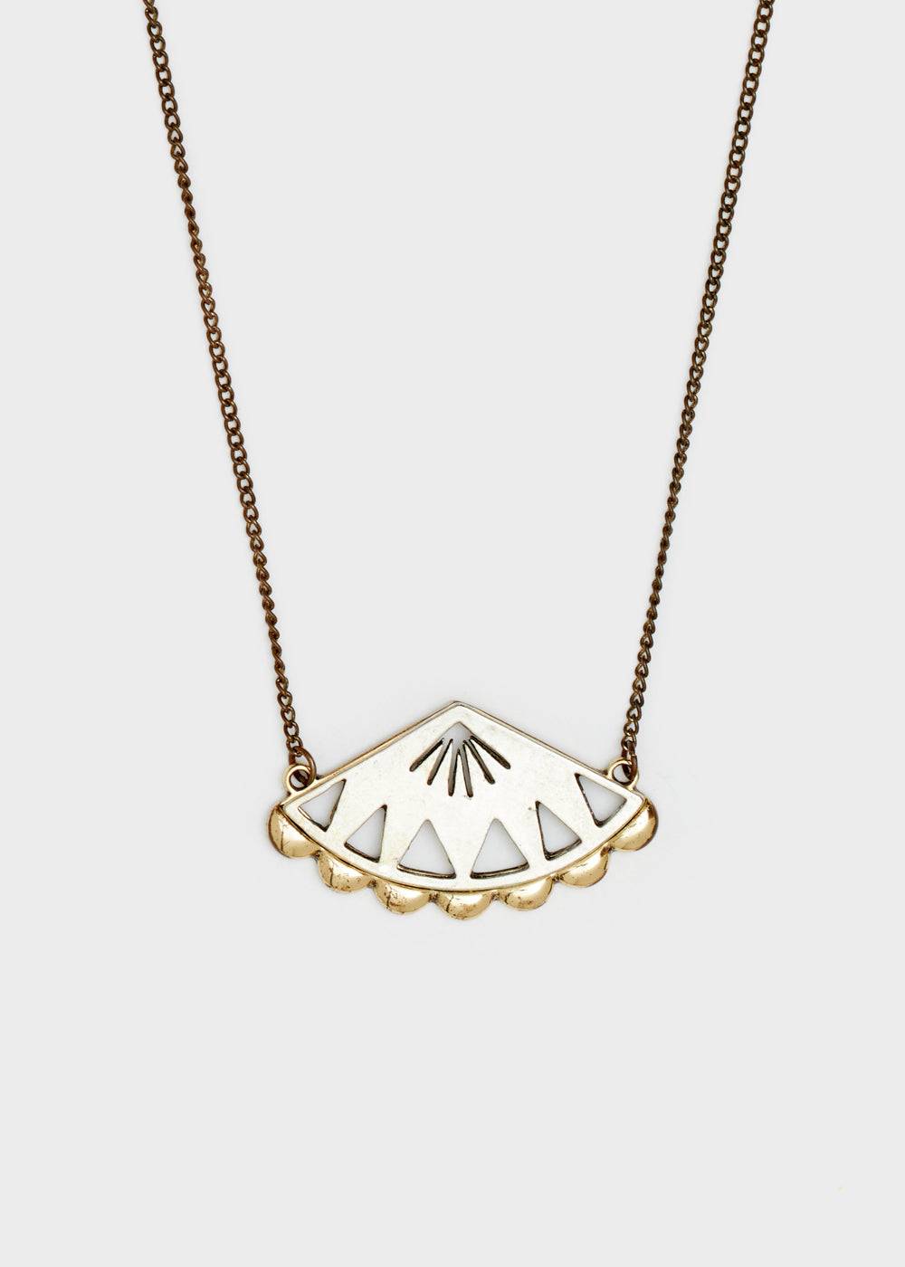 Nalí FAN THIN NECKLACE W/ PENDANT SILVER+GOLD