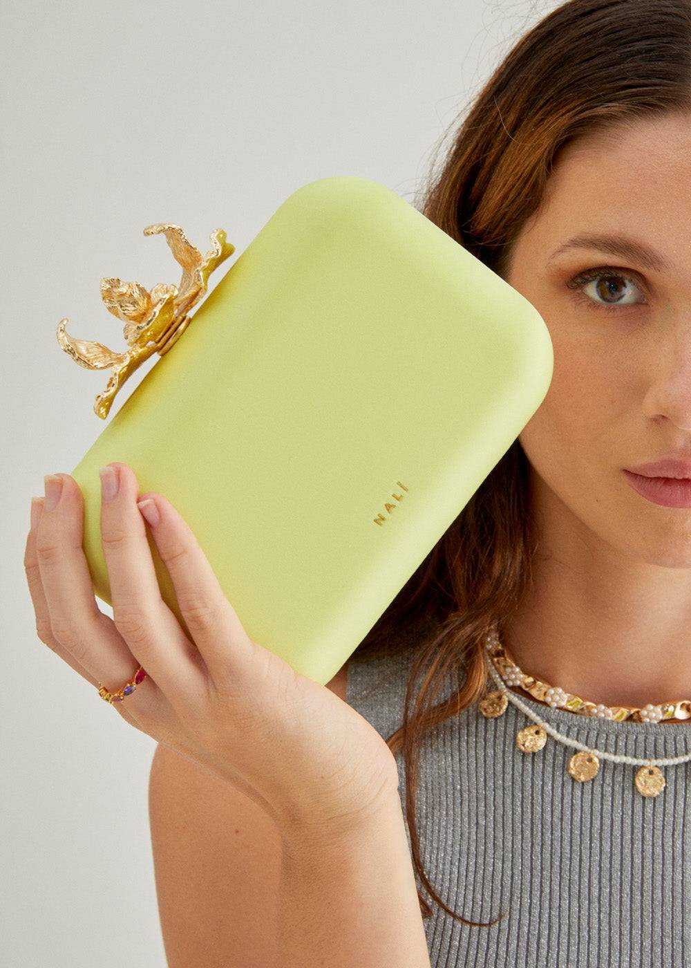 Nalí FIORE CLUTCH IN NYLON + COLORS