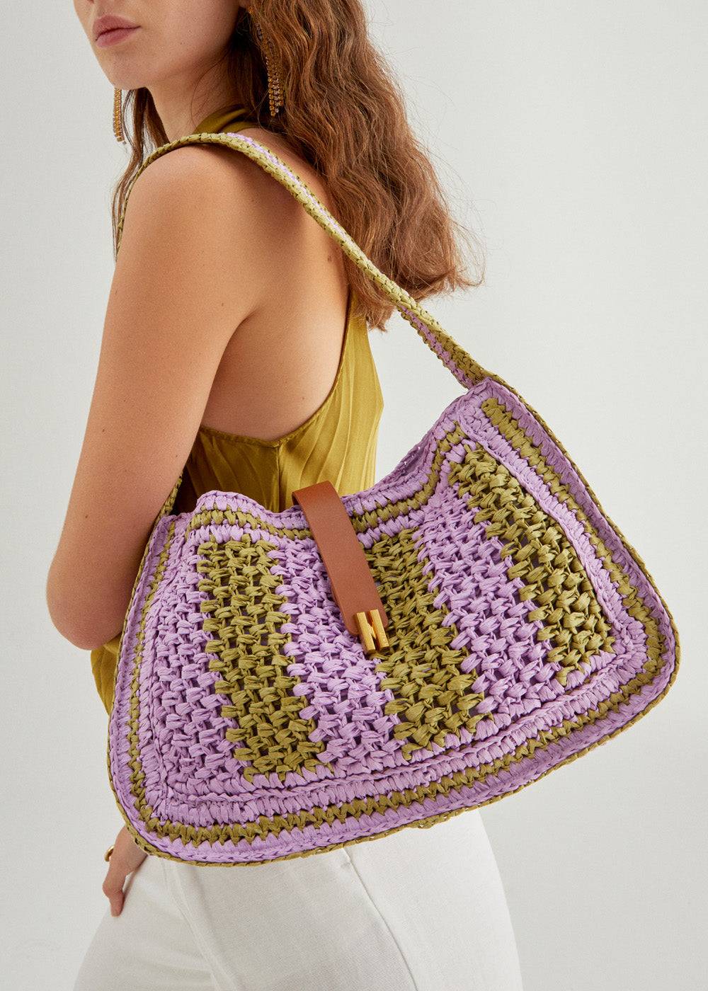 Nalí GIADA SHOULDER BAG GREEN/LILAC