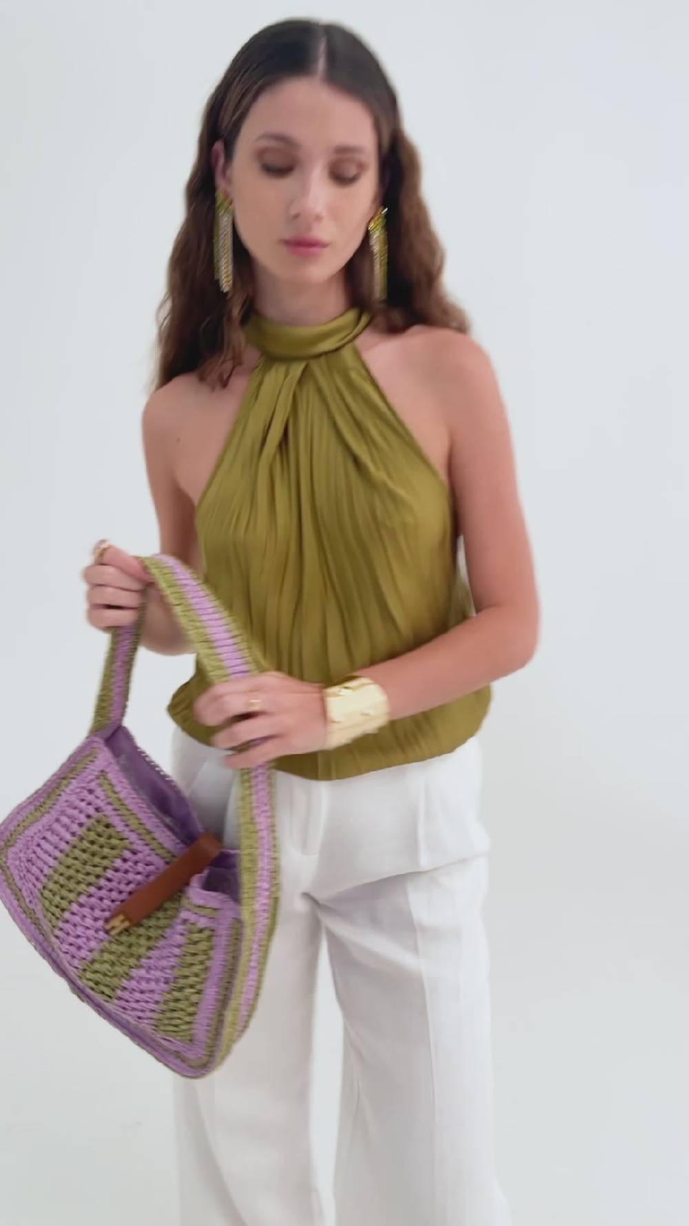 Nalí GIADA SHOULDER BAG GREEN/LILAC